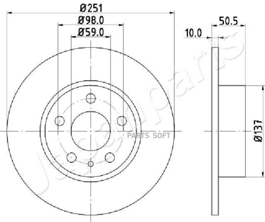 JAPANPARTS DP-0202 Диск тормозной ALFA ROMEO 164FIAT BRAVOCROMAMULTIPLASTILO задний 2 1282₽