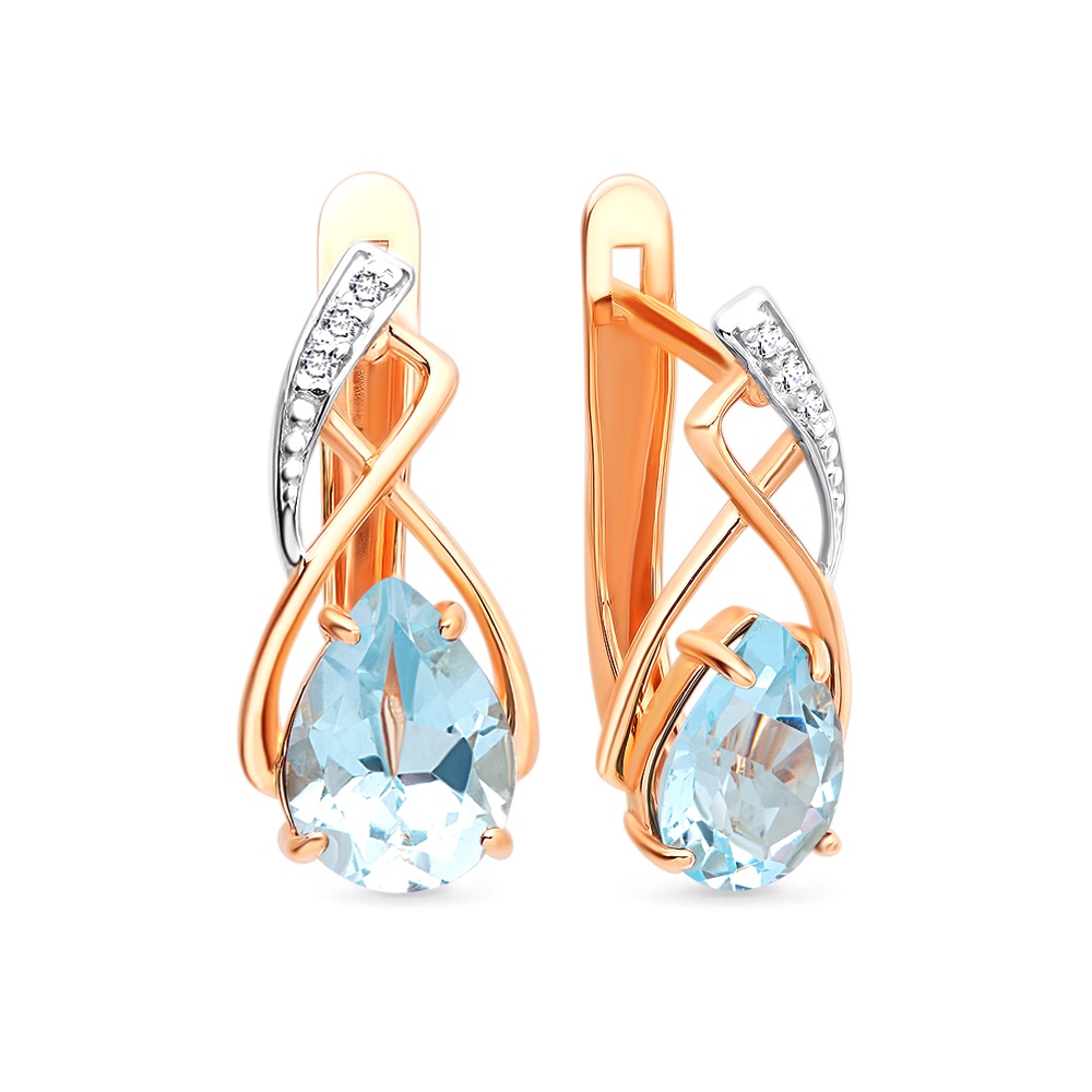 

Серьги из золота 585Gold 202008644, топаз/фианит, 202008644