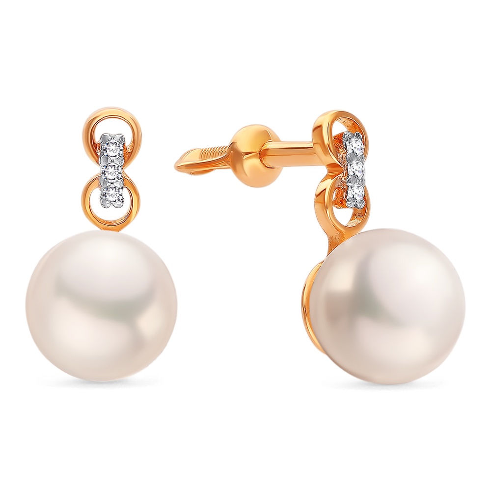 

Серьги из золота 585Gold 202013714, жемчуг культивированный/фианит, 202013714