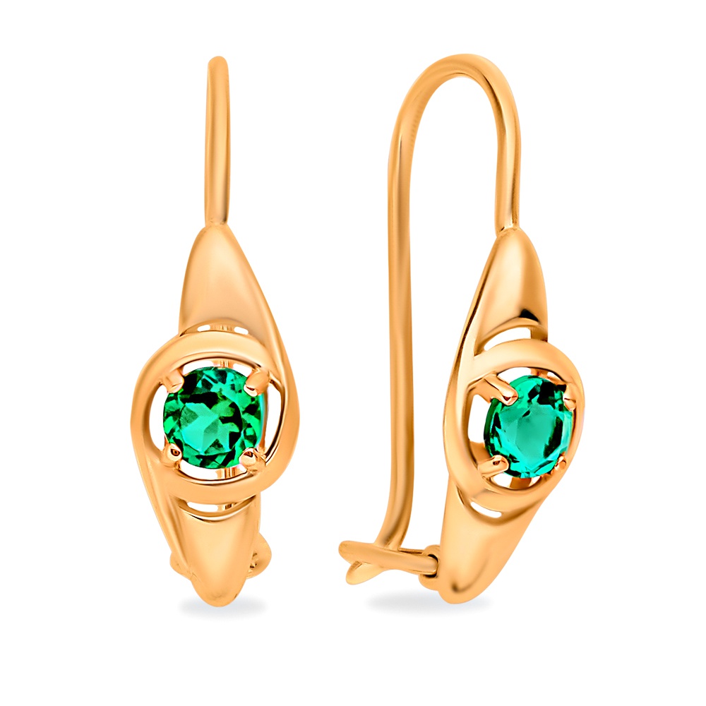 

Серьги из золота 585Gold 102011080, изумруд искусственный, 102011080
