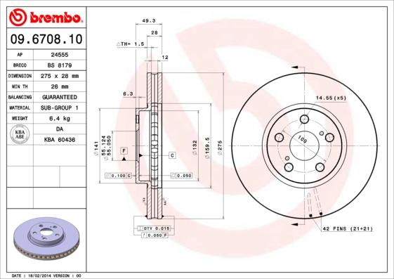 

Тормозной диск brembo 09.6708.10