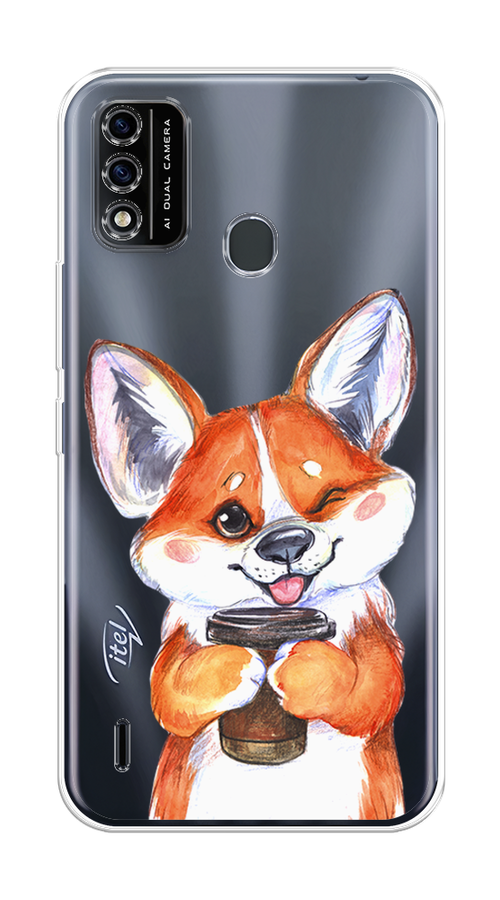

Чехол на Itel A48 "Корги с кофе", Оранжевый;белый, 3200150-4