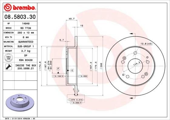 

Тормозной диск brembo 08.5803.30