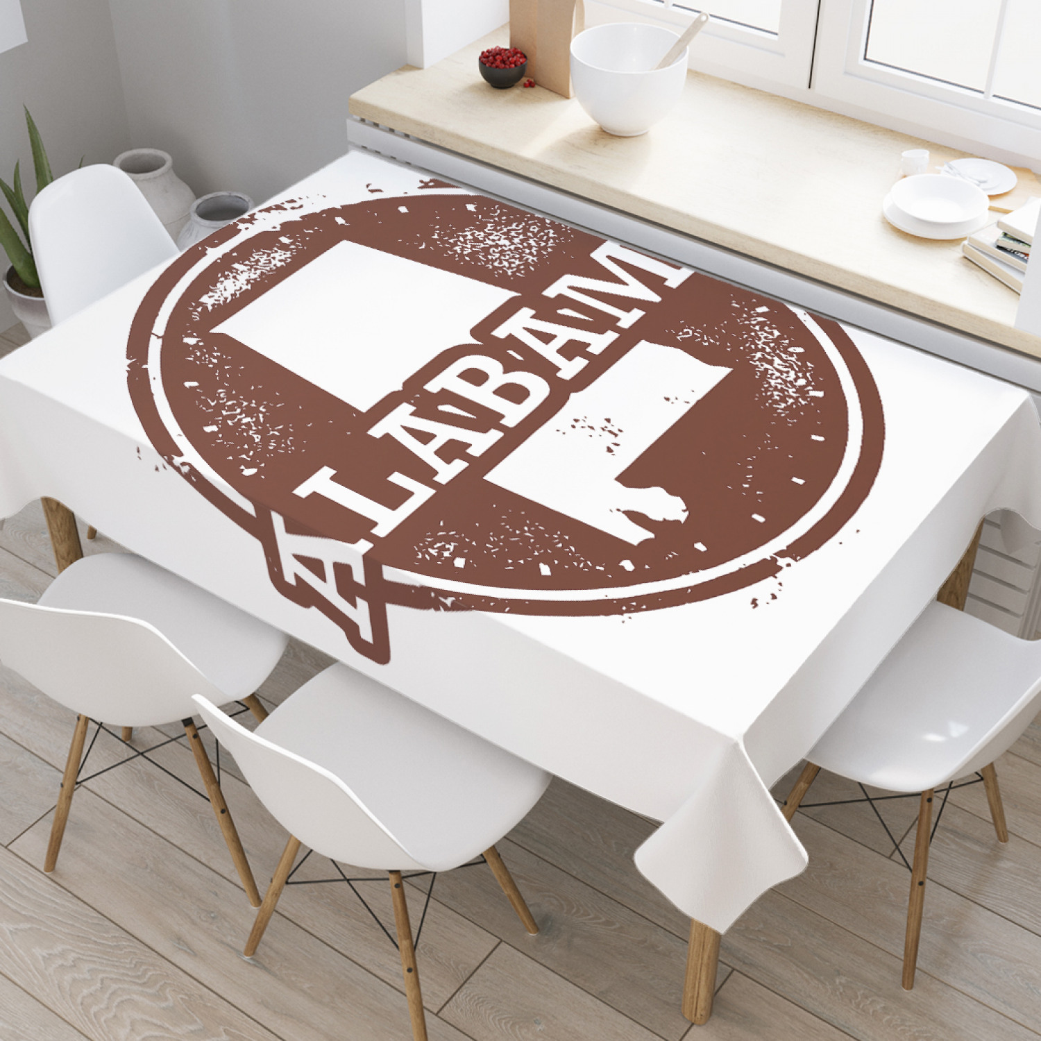 

Скатерть прямоугольная JoyArty "Штамп Алабама" из оксфорда, 180x145 см, Коричневый, Штамп Алабама