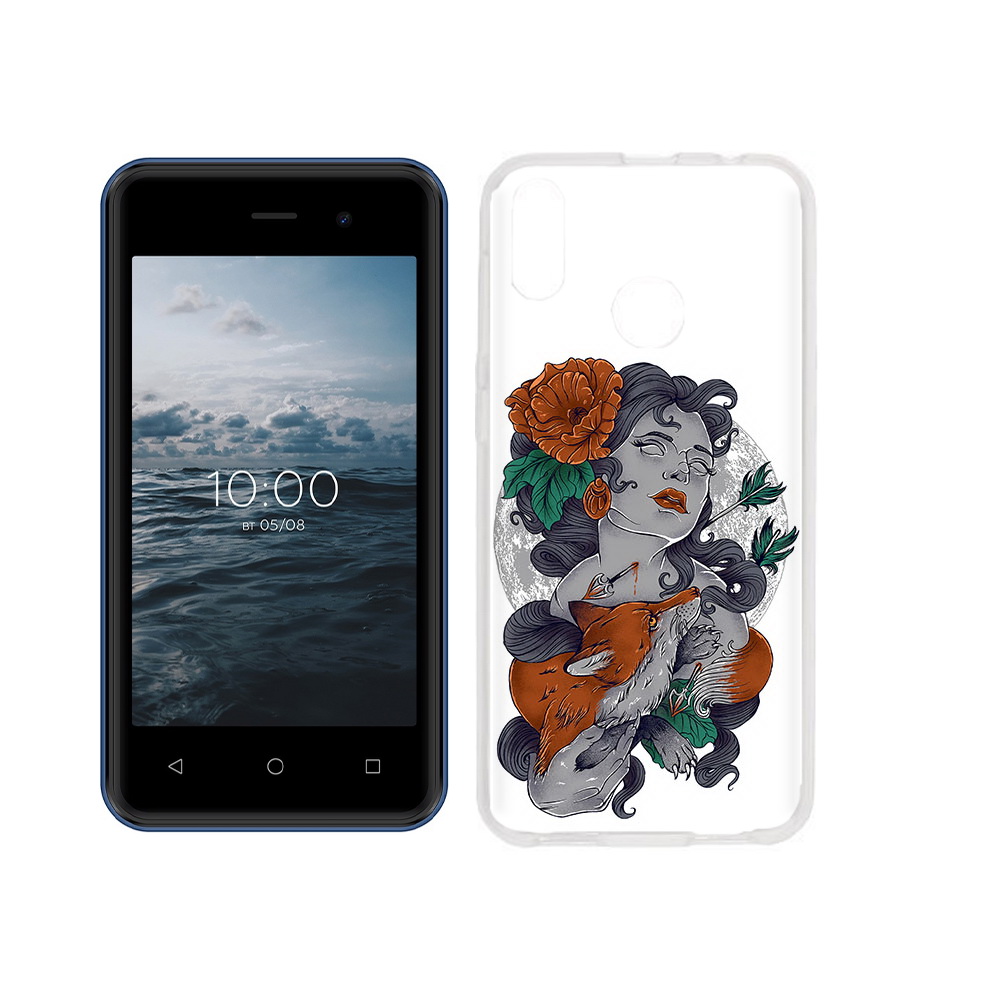 

Чехол MyPads Tocco для BQ 4030G Nice Mini темная девушка с лисой, Прозрачный, Tocco