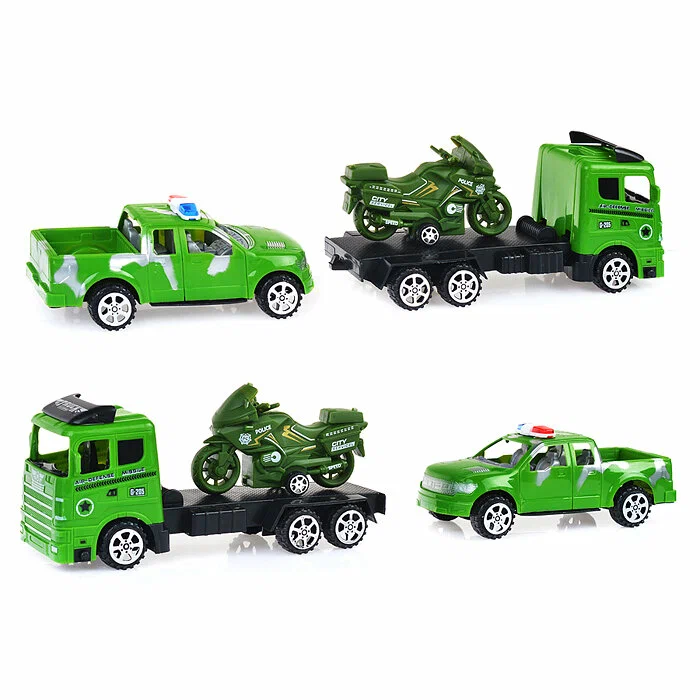 Автовоз MR895-11 с мотоциклом и автомобилем под колпаком 501₽