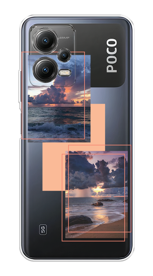 

Чехол на Xiaomi Poco X5 5G "Sky collage", Розовый;прозрачный;синий, 317950-1