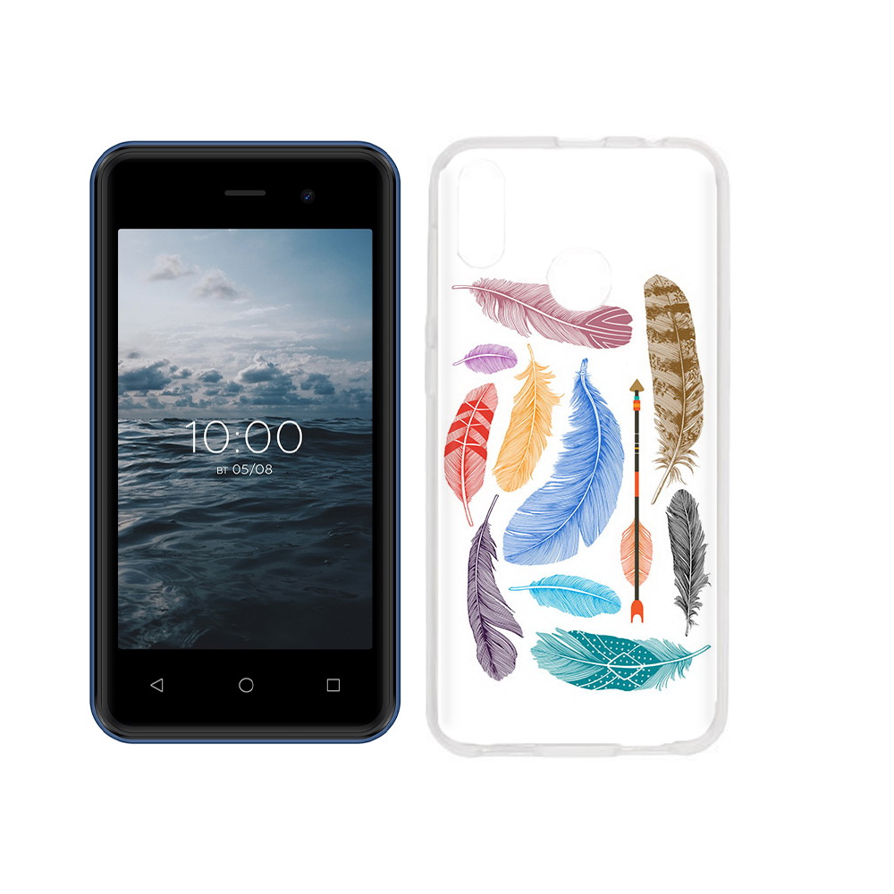 

Чехол MyPads Tocco для BQ 4030G Nice Mini разноцветные перья, Прозрачный, Tocco