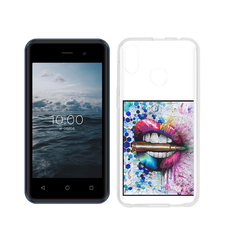

Чехол MyPads Tocco для BQ 4030G Nice Mini разноцветные губы с пулей, Прозрачный, Tocco