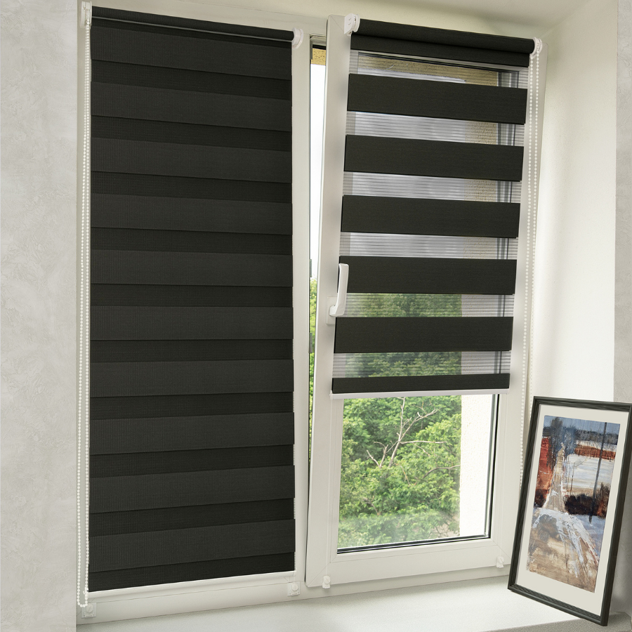 

Рулонные шторы день ночь Sola Стандарт черный, 57х160 см, день ночь Стандарт