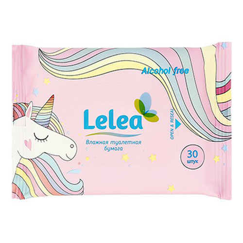Влажная туалетная бумага Lelea Unicorn с витамином Е 30 шт