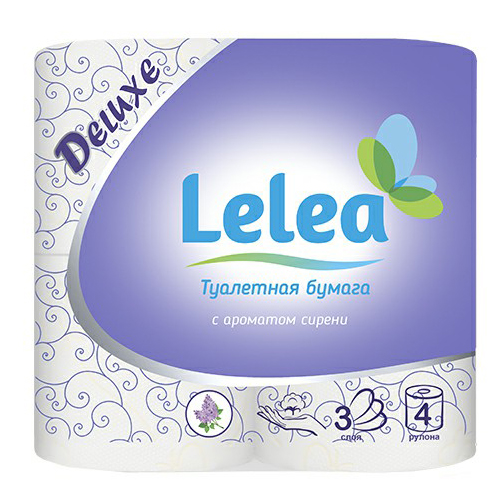 Туалетная бумага Lelea Deluxe с ароматом сирени трехслойная 4 шт