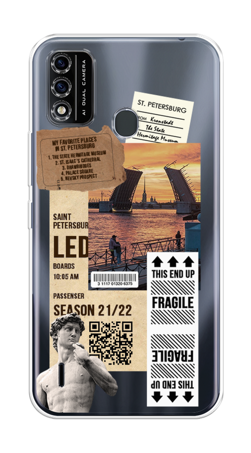 

Чехол на Itel A48 "Санкт-Петербург коллаж", Коричневый;бежевый;белый, 3200150-6