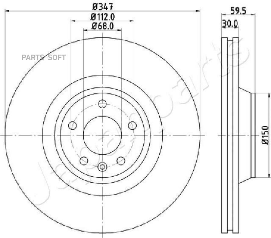 

JAPANPARTS Диск тормозной AUDI A6/A6 ALLROAD 04- передний вент.D 347мм.