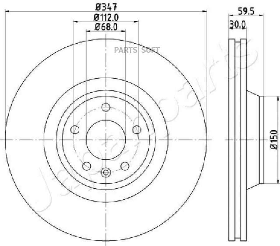 

JAPANPARTS DI-0925 Диск тормозной AUDI A6/A6 ALLROAD 04- передний вент.D 347мм.