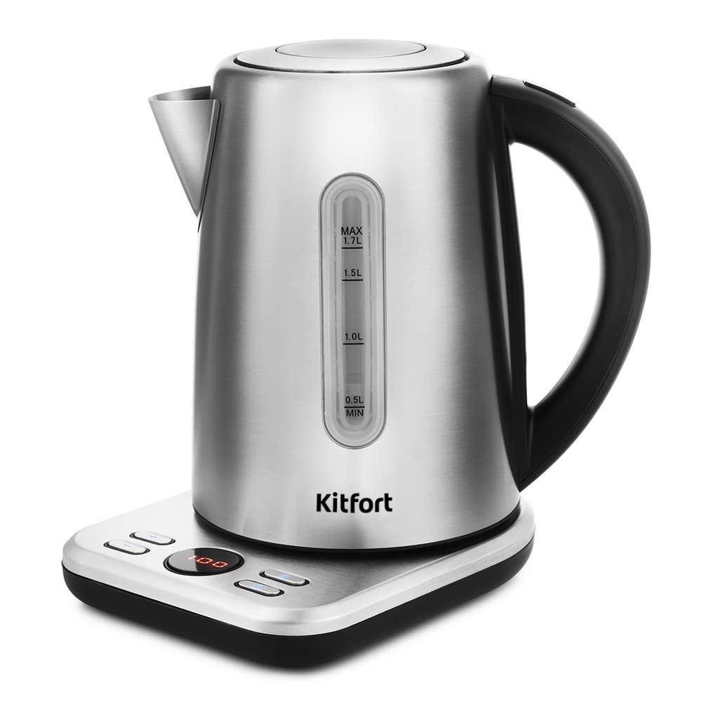 Чайник электрический Kitfort КТ-661 1.7 л серебристый термопот kitfort кт 2510 2 7 л серебристый