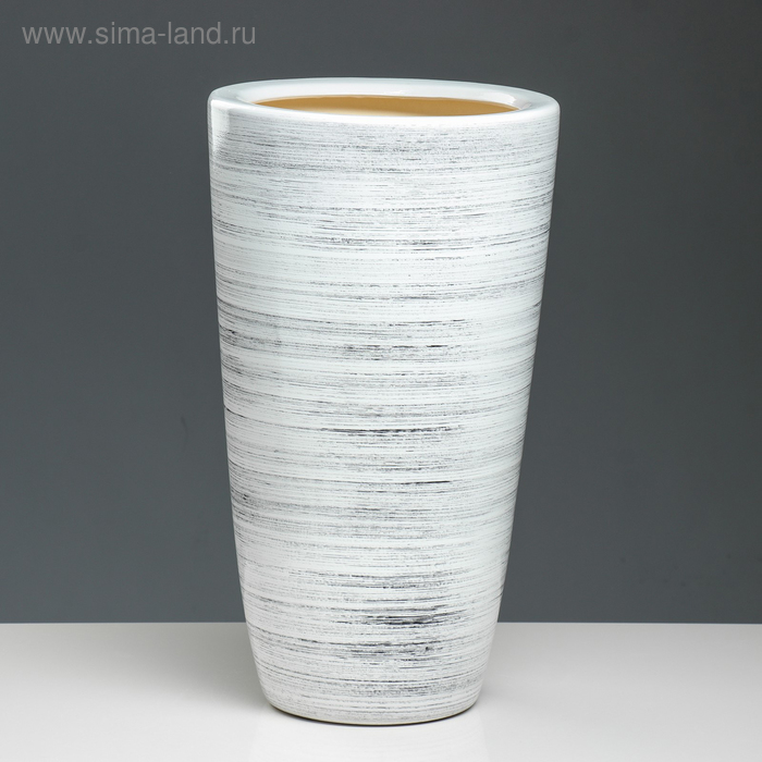 

Кашпо Цилиндр, глянец, бело-черное, керамика, 17 л