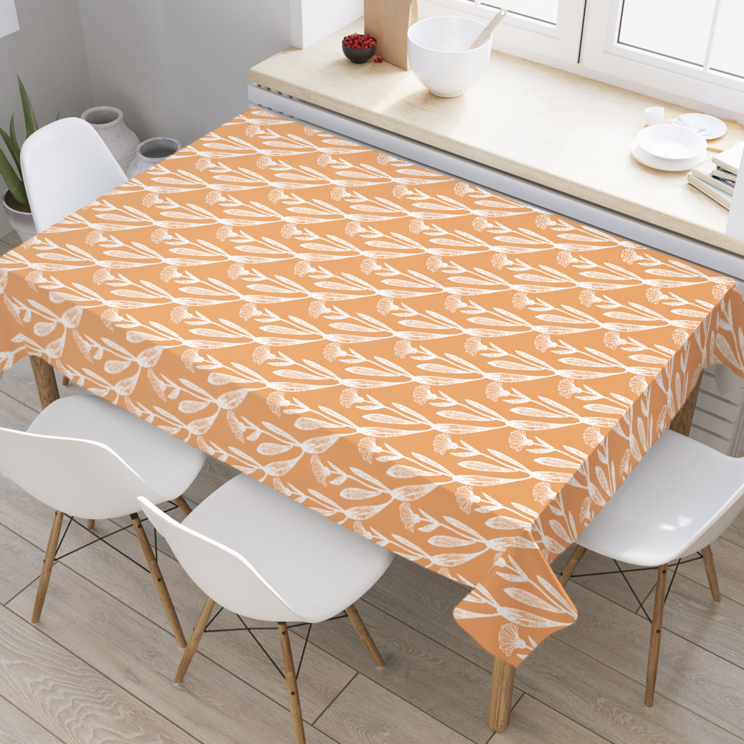 

Скатерть прямоугольная JoyArty "Полевое растение" из оксфорда, 180x145 см, Оранжевый, Полевое растение