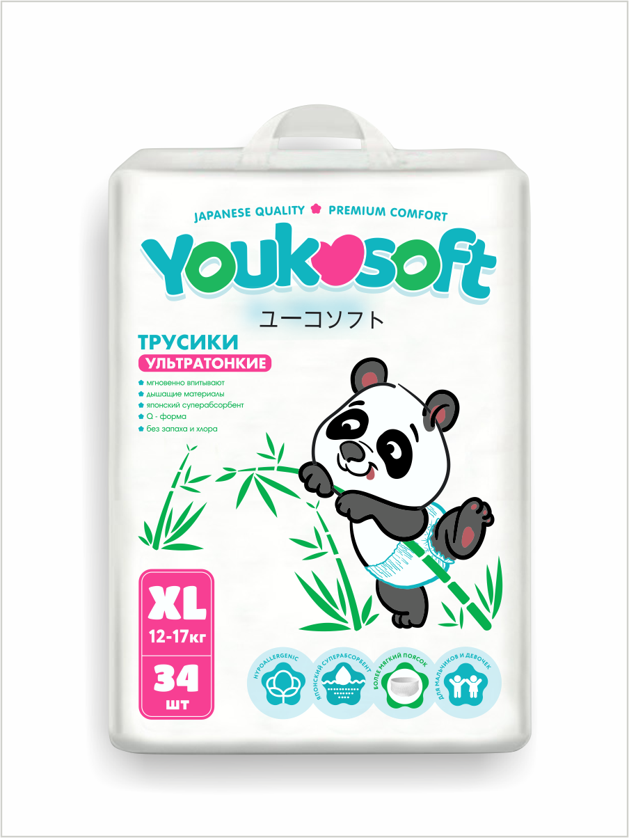 Подгузники - трусики Ультратонкие Youkosoft размер XL (12-17кг) подгузники трусики lovular солнечная серия xl 12 17кг 38шт