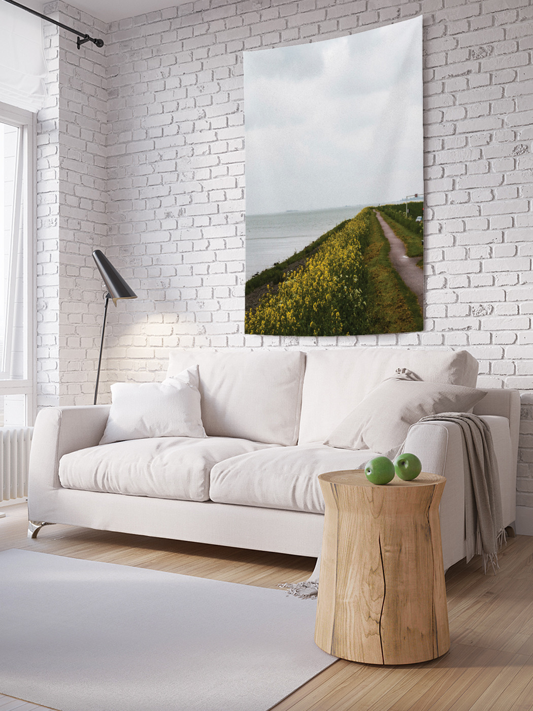 фото Вертикальное фотопанно на стену joyarty "скамейка на побережье", 100x150 см