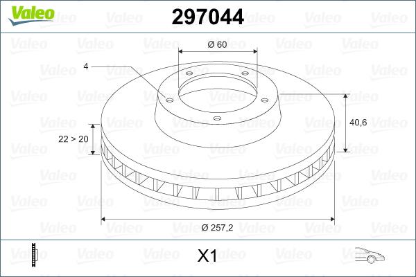 

Тормозной диск Valeo для Opel Corsa D 2006-/Fiat Punto 2009- 297044