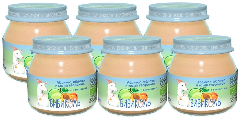 

Органическое пюре Бибиколь Абрикос, яблоко и козий творожок, 6х80 гр., 00062