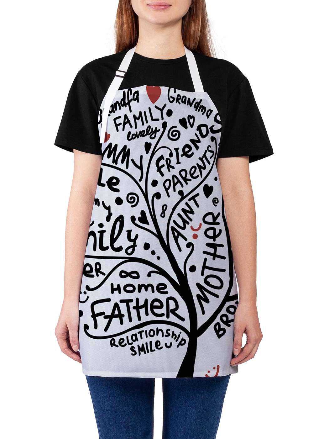 

Фартук женский JoyArty для готовки "Семейное дерево", универсальный размер, Серый