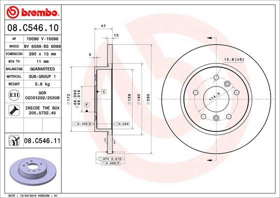 

Тормозной диск brembo задний для Nissan Qashqai 2014- 08C54611