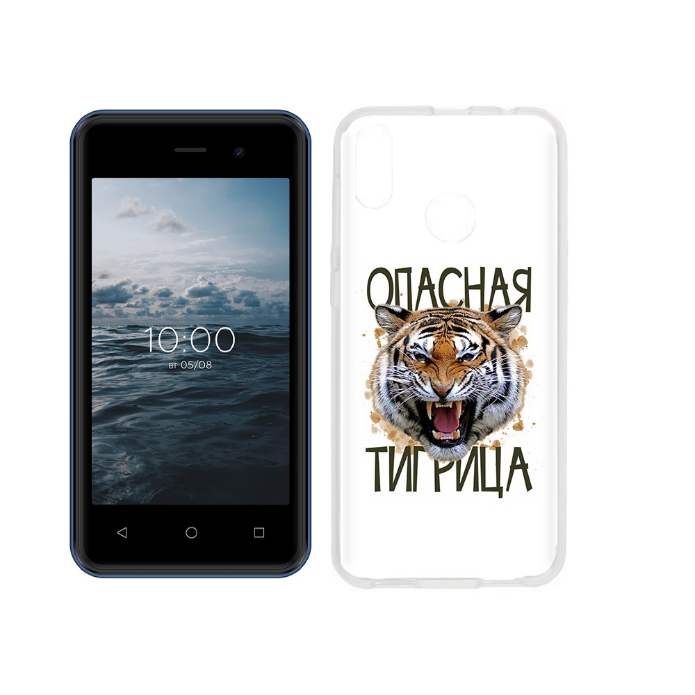 

Чехол MyPads Tocco для BQ 4030G Nice Mini опасная тигрица, Прозрачный, Tocco