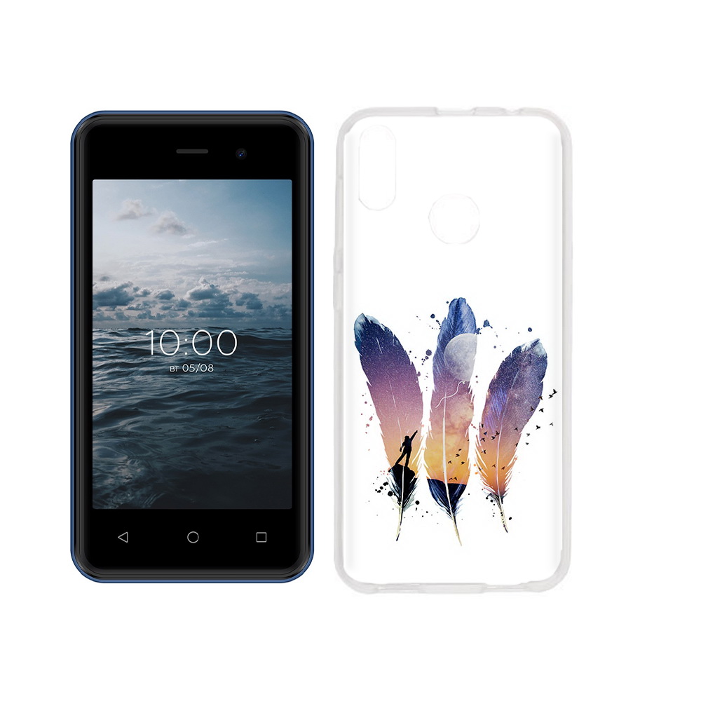 

Чехол MyPads Tocco для BQ 4030G Nice Mini небесные перья, Прозрачный, Tocco