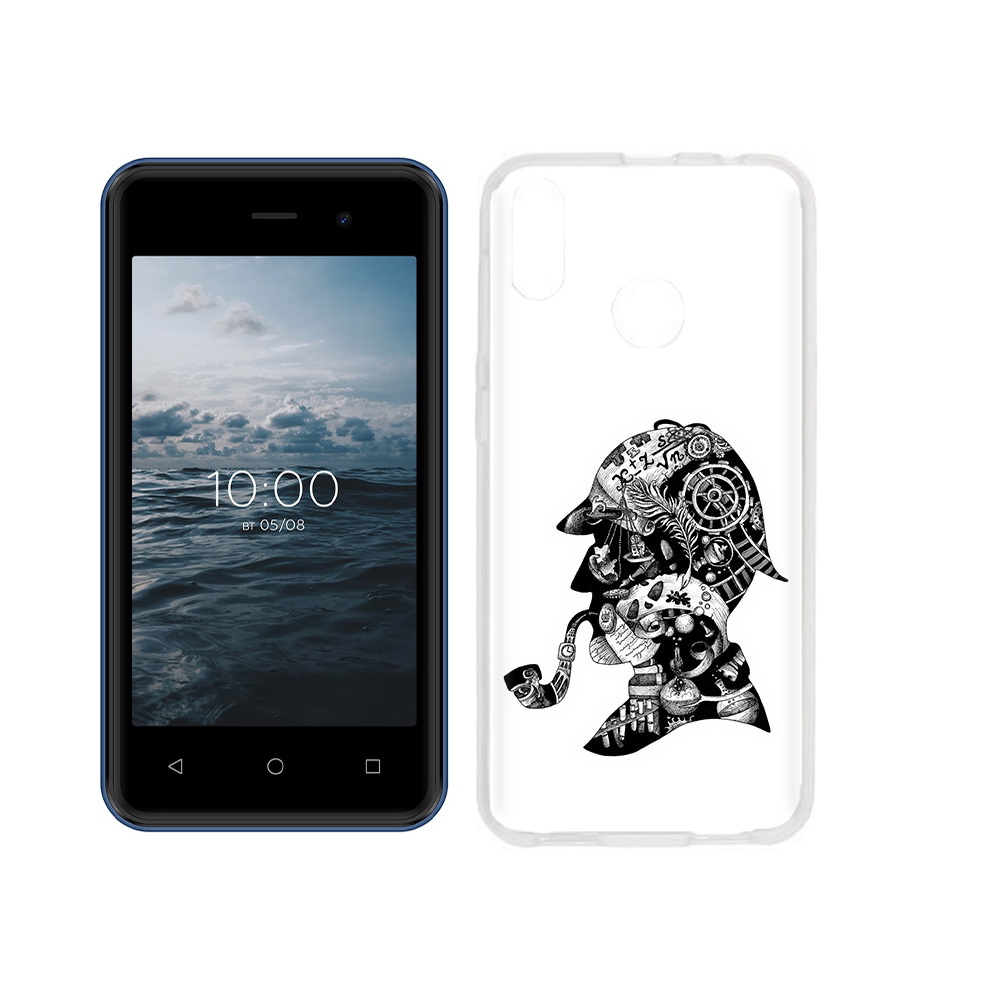 

Чехол MyPads Tocco для BQ 4030G Nice Mini мужчина с трубкой абстракция, Прозрачный, Tocco
