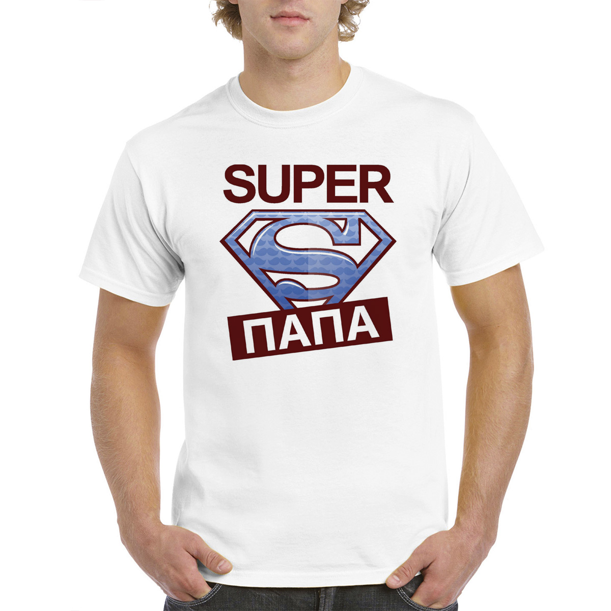 

Футболка унисекс coolpodarok Супер папа (Super) белая 42 RU, Белый, M0113897