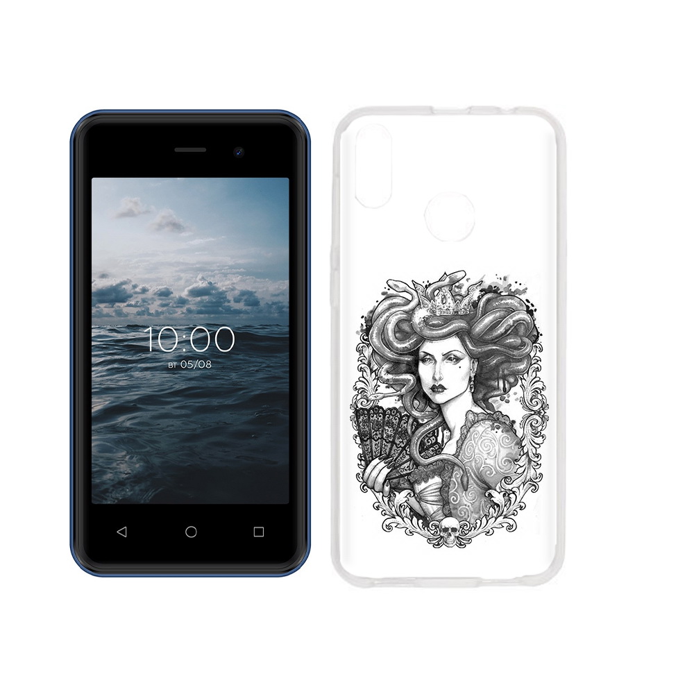 

Чехол MyPads Tocco для BQ 4030G Nice Mini медуза черно белый, Прозрачный, Tocco