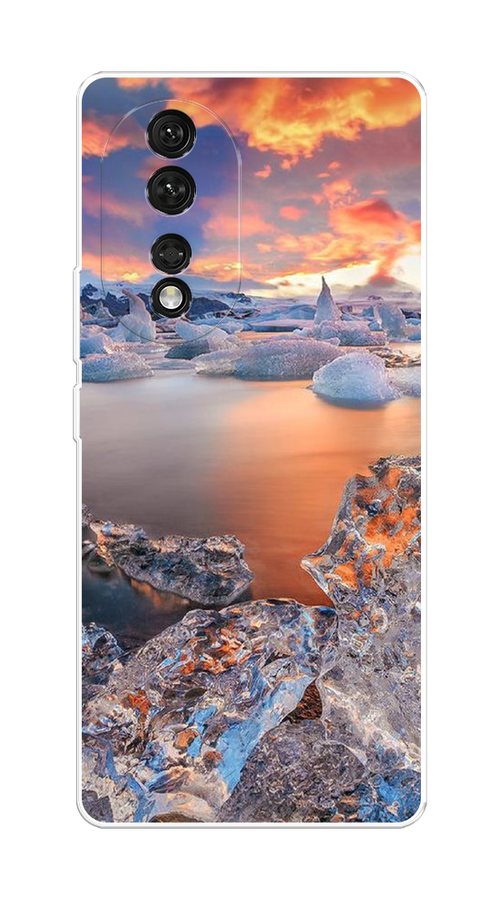 

Чехол на Honor 80 "Ледники", Синий;оранжевый, 6120350-2