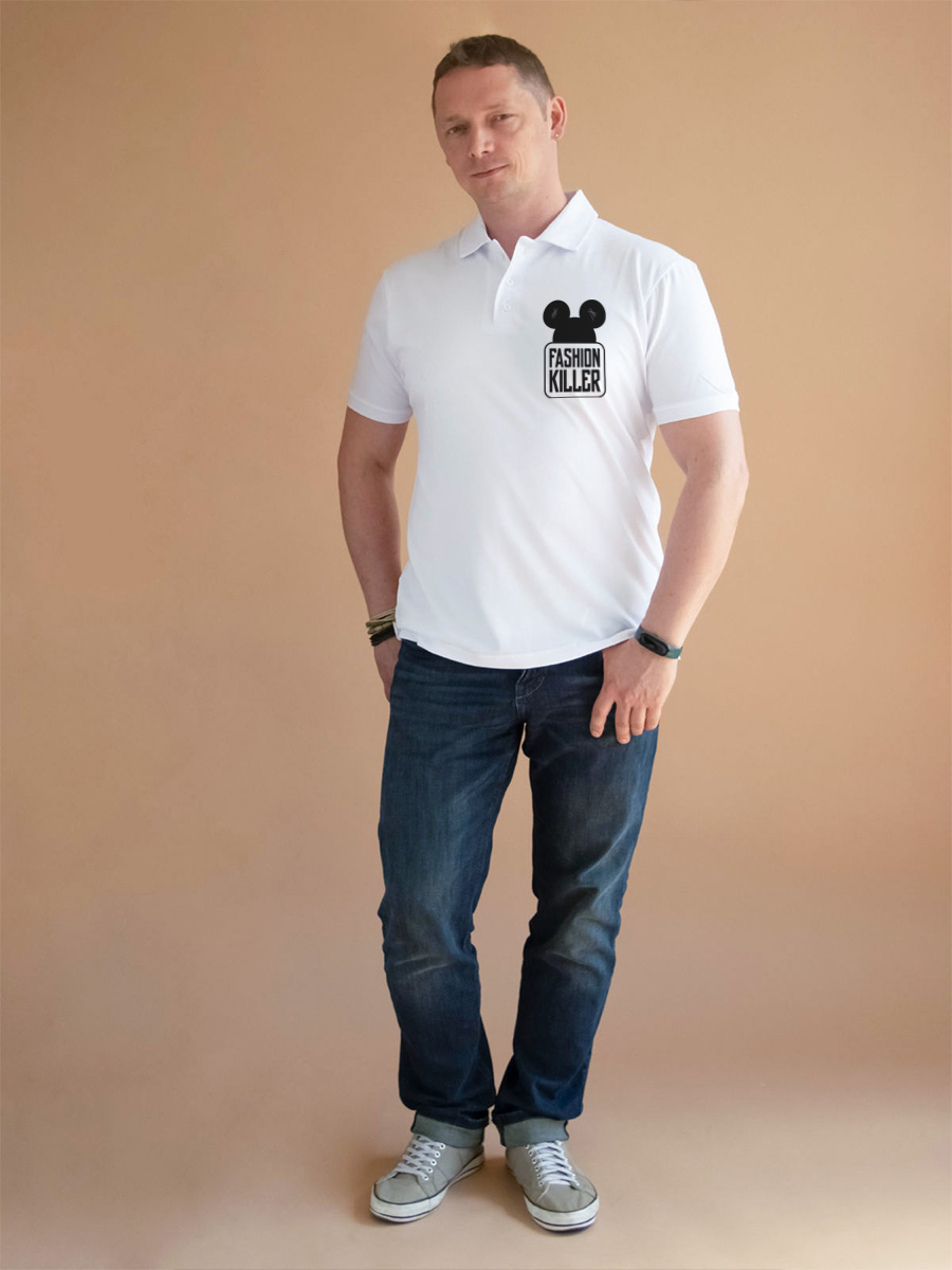 

Футболка-поло CoolPodarok Fashion killer 50RU, Белый, CP50M01572