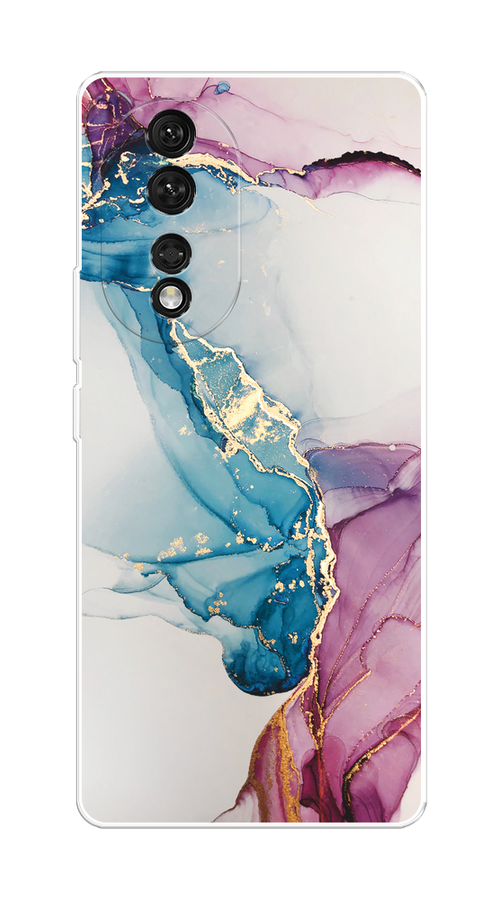 

Чехол на Honor 80 "Розовые разводы рисунок", Синий;розовый;золотистый, 6120350-1