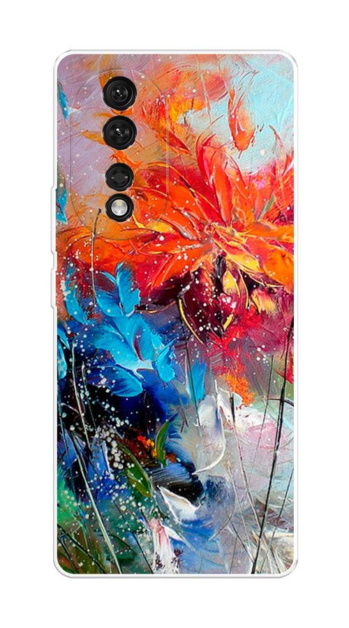 

Чехол на Honor 80 "Абстрактные цветы", Оранжевый;синий, 6120350-4