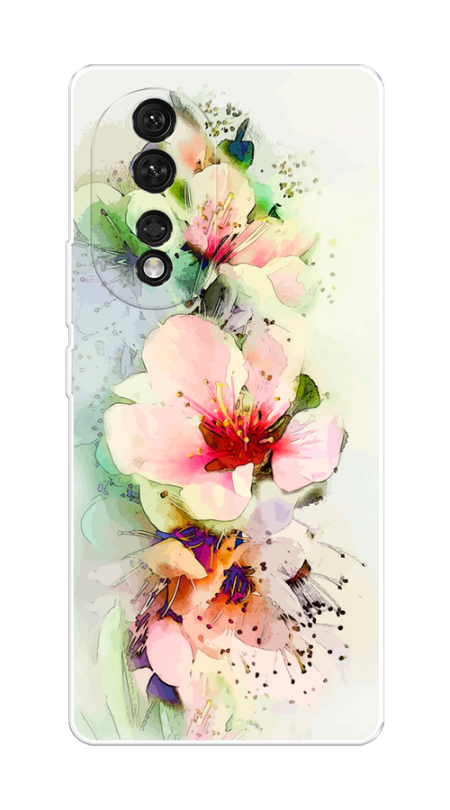 

Чехол на Honor 80 "Нежные цветы", Зеленый;розовый, 6120350-2