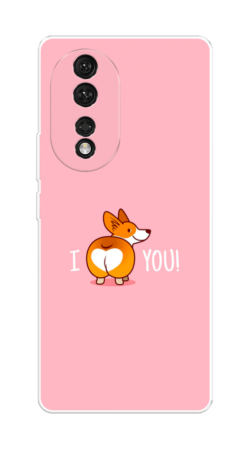 

Чехол на Honor 80 "Корги I love you", Розовый;коричневый;белый, 6120350-1