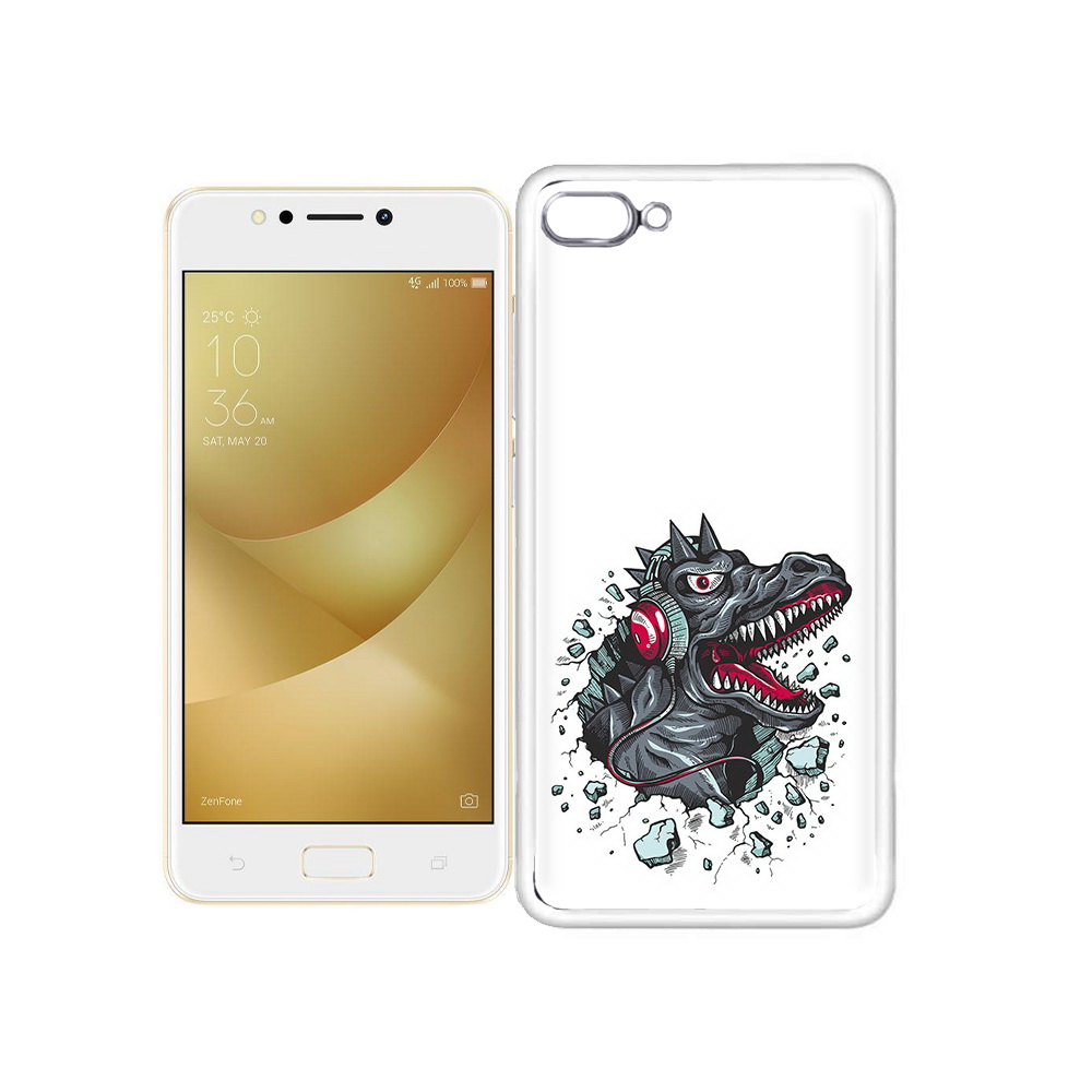 

Чехол MyPads Tocco для Asus ZenFone 4 Max Нарисованный динозавр в наушниках, Прозрачный, Tocco