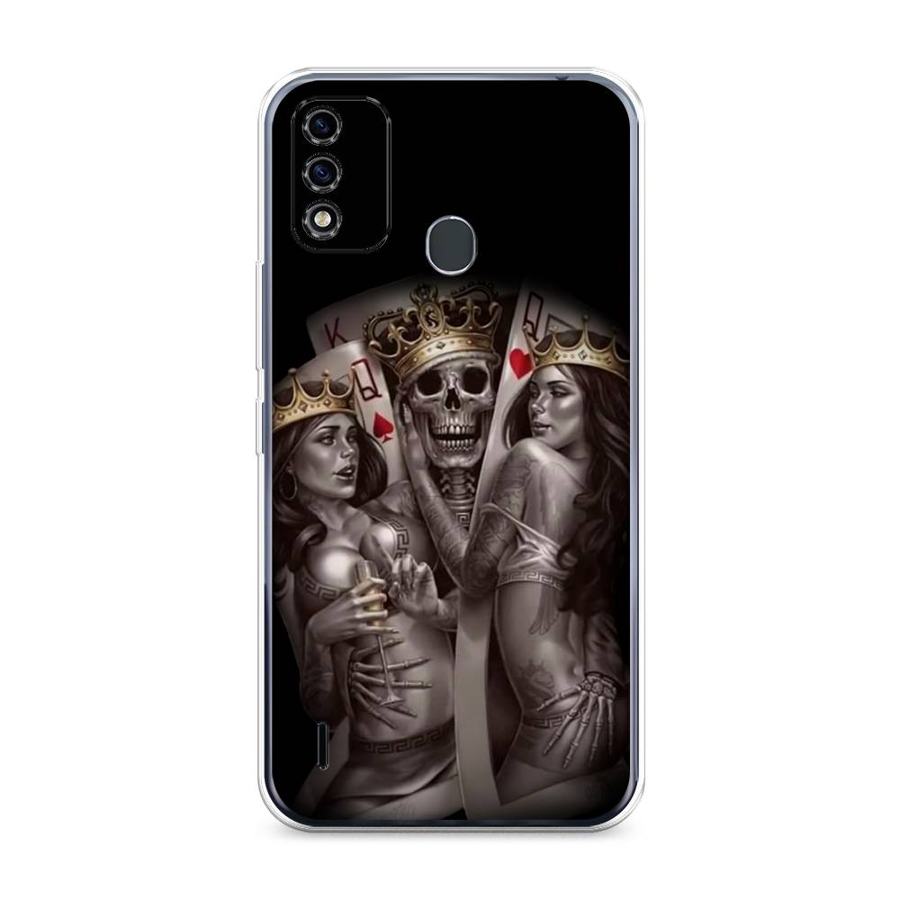 

Чехол для Itel A48 "Карты король и королевы", Серый;желтый, 3200150-6