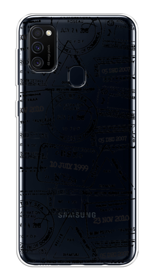 

Чехол на Samsung Galaxy M30s/M21 "Visa stamps 2", Белый;черный;серый, 29850-2