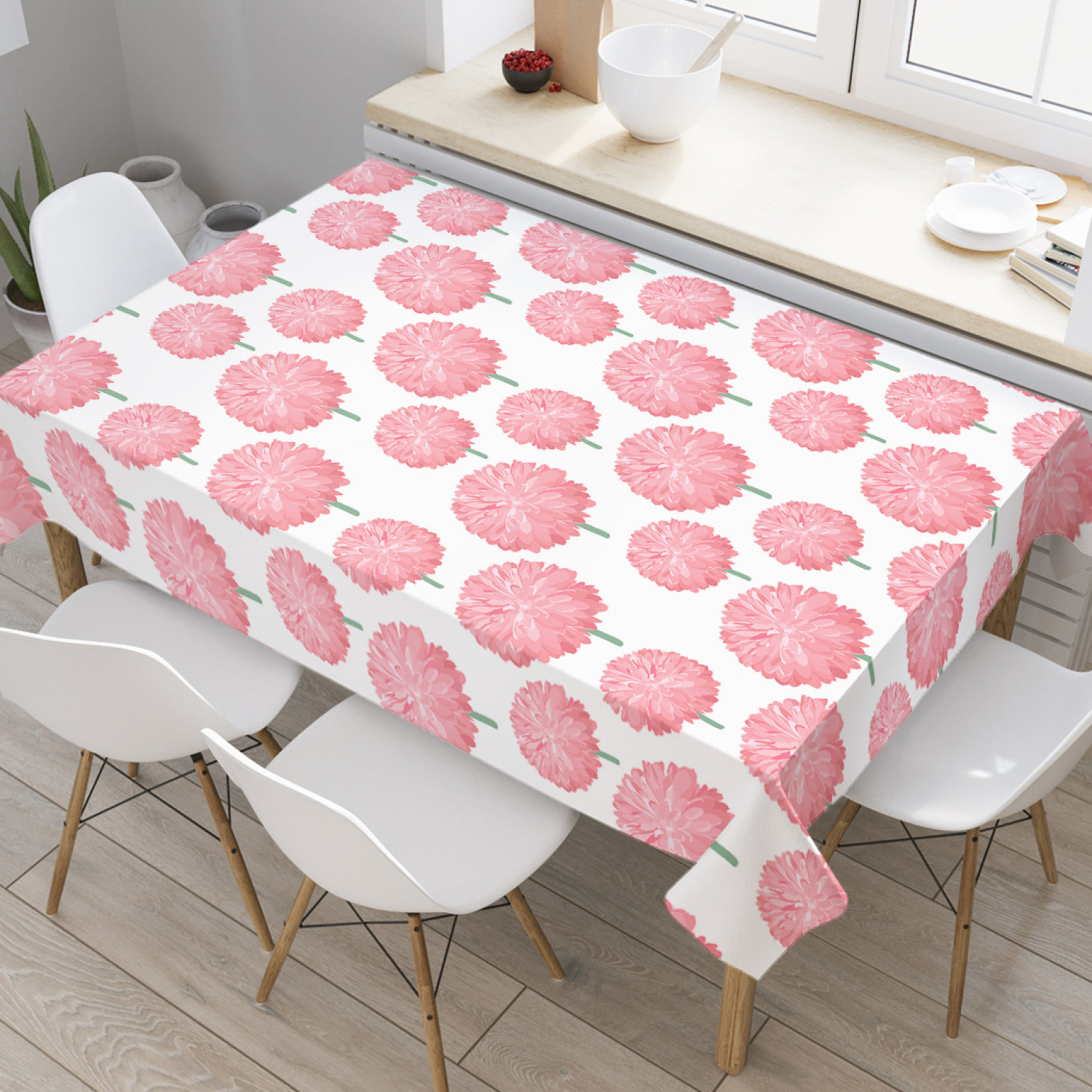 

Скатерть прямоугольная JoyArty "Бутоны астр" из оксфорда, 180x145 см, Розовый, Бутоны астр