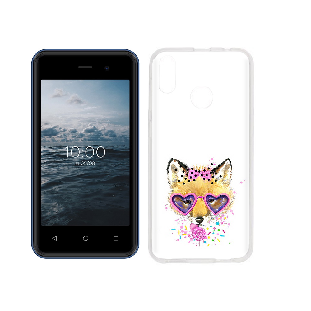 

Чехол MyPads Tocco для BQ 4030G Nice Mini лисенок с бантиком, Прозрачный, Tocco
