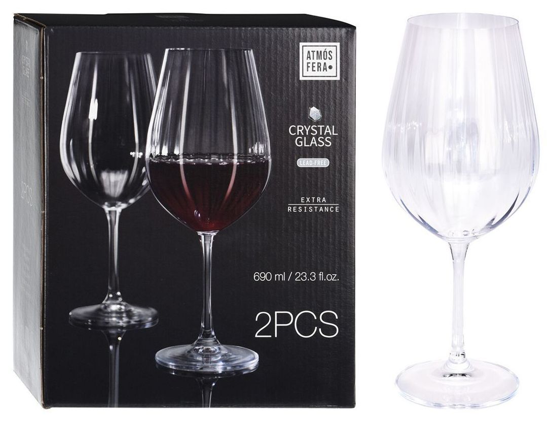 Набор из 2-х бокалов для красного вина с полосками Объем: 690 мл