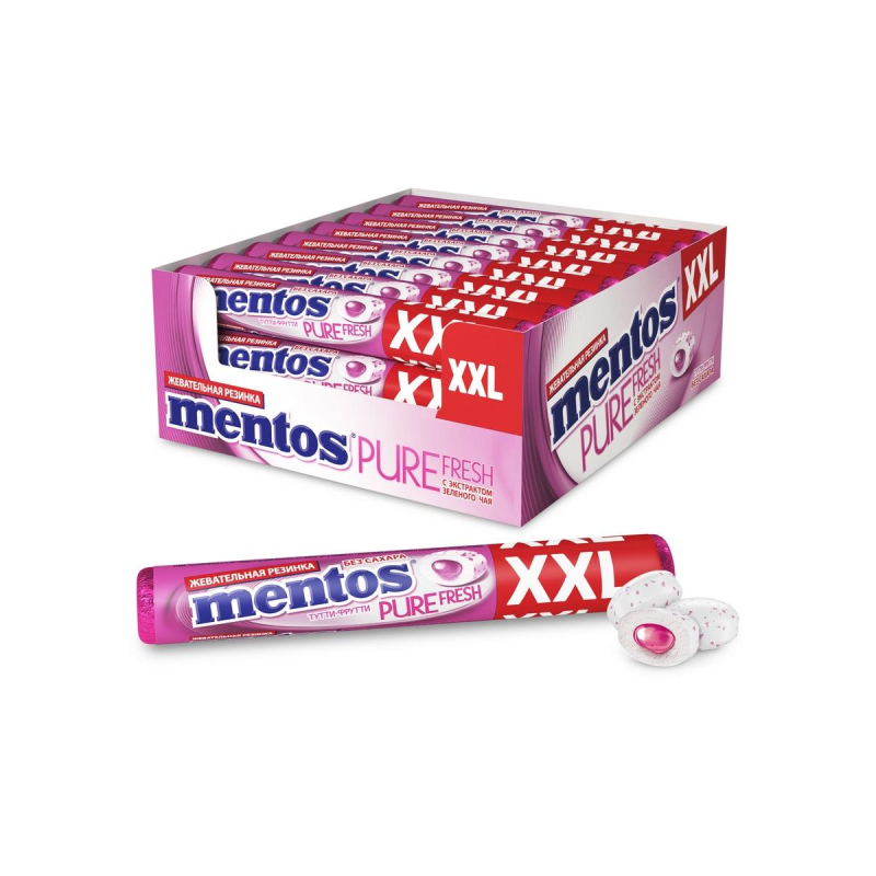 Жевательная резинка Mentos Pure Fresh Тутти-Фрутти XXL, 23.3 г х 24 шт