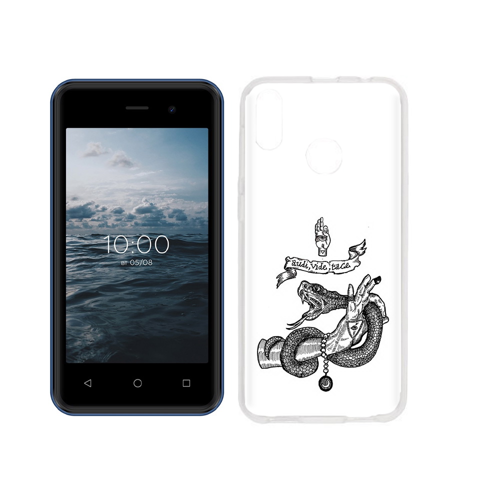 

Чехол MyPads Tocco для BQ 4030G Nice Mini змея на руке рисунок, Прозрачный, Tocco