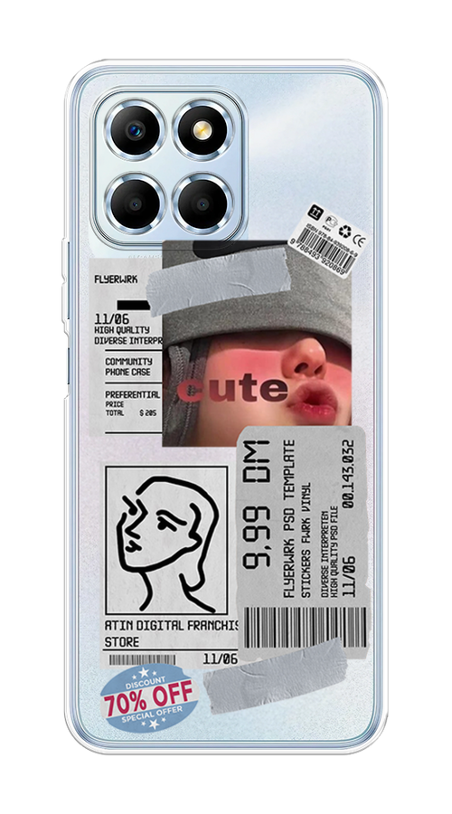 

Чехол на Huawei Honor X6/X6s "Cute girl collage", Розовый;серый;голубой, 6120250-6