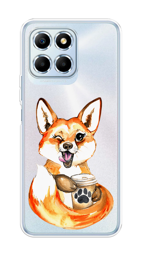 

Чехол на Huawei Honor X6/X6s "Подмигивающая лиса с кофе", Оранжевый;белый;коричневый, 6120250-4
