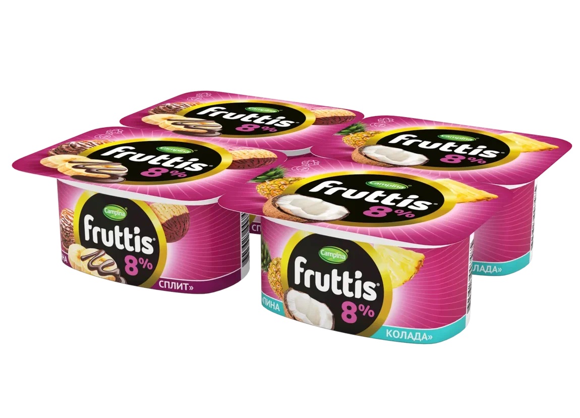Продукт йогуртный Фруттис Суперэкстра пиноколада банана-сплит 8% 115 г